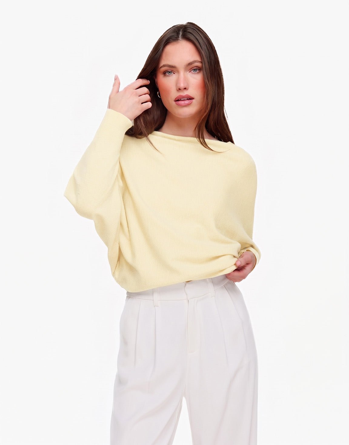 Gele Gebreide 2 Kanten 3/4 Mouwen - Top - Olivia & Kate