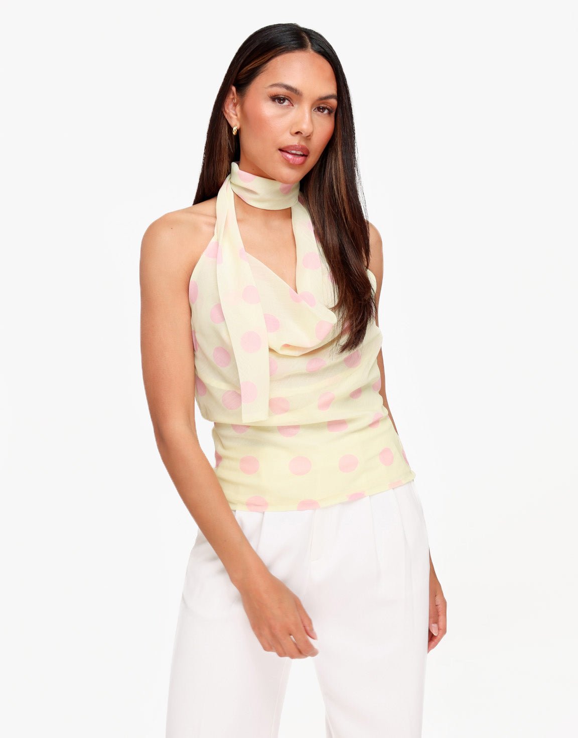 Gele Polkadot Halter - Top - Olivia & Kate