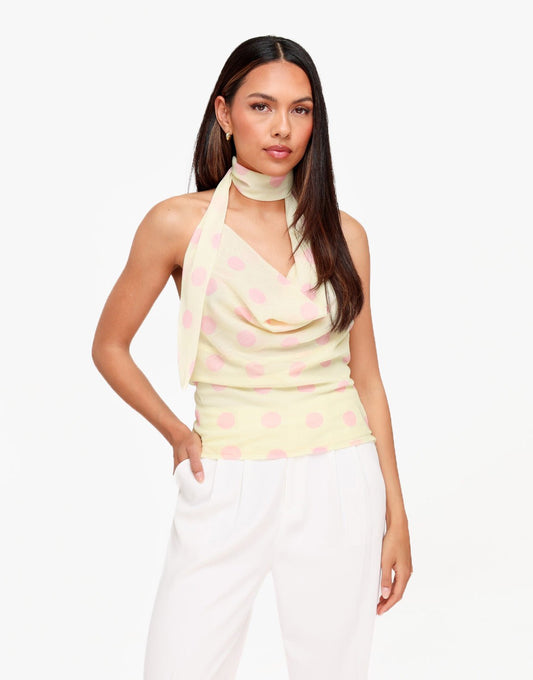 Gele Polkadot Halter - Top - Olivia & Kate