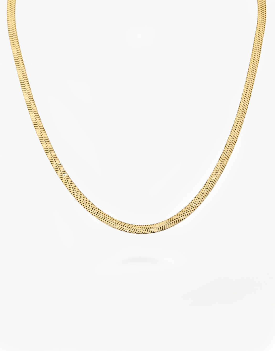 Gouden Brede Platte Schakel - Ketting - Olivia & Kate