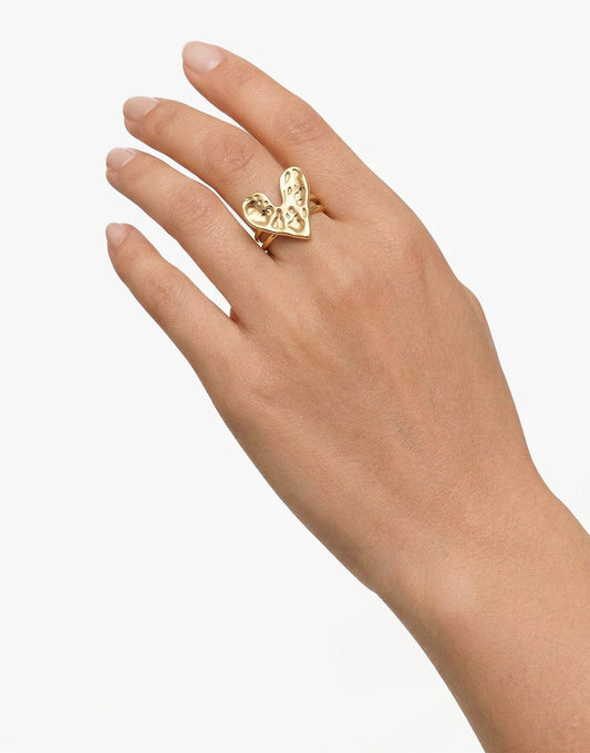 Gouden Chunky Hart - Ring - Olivia & Kate