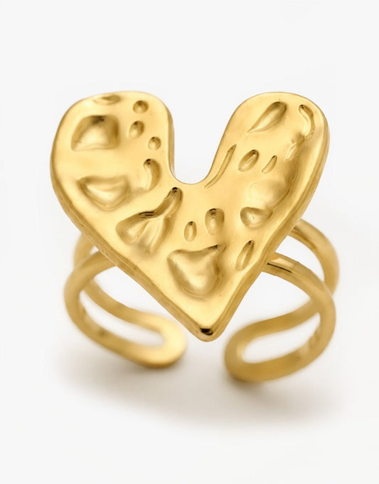 Gouden Chunky Hart - Ring - Olivia & Kate