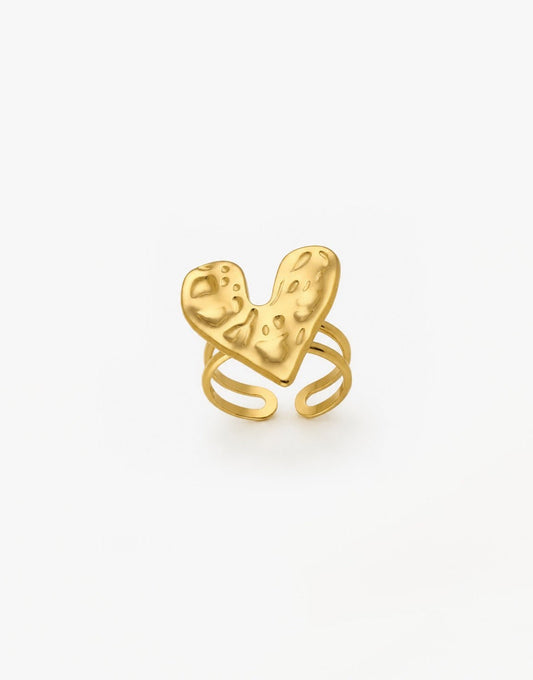 Gouden Chunky Hart - Ring - Olivia & Kate