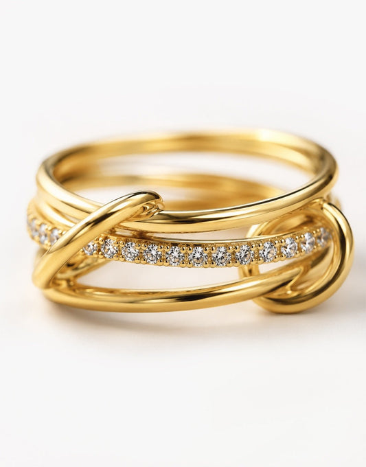 Gouden Drie Delige Zirkonia - Ring - Olivia & Kate