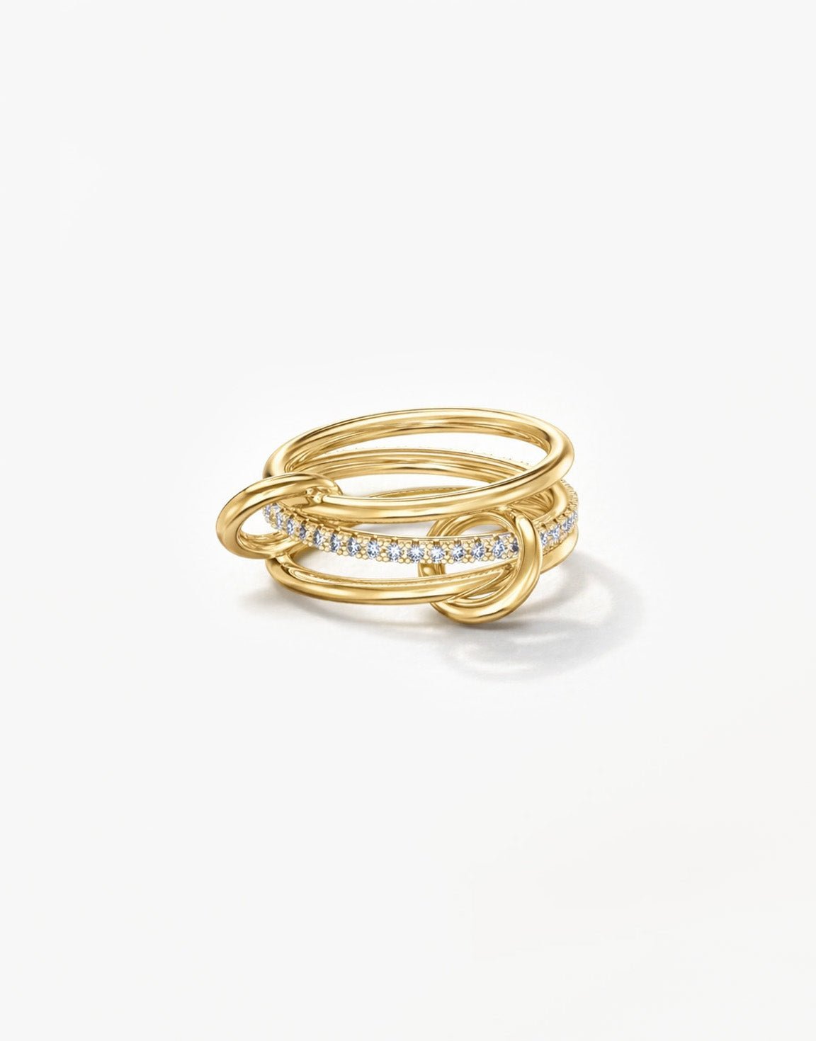 Gouden Drie Delige Zirkonia - Ring - Olivia & Kate