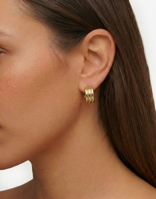 Gouden Drie Dubbele Ring - Oorbellen - Olivia & Kate