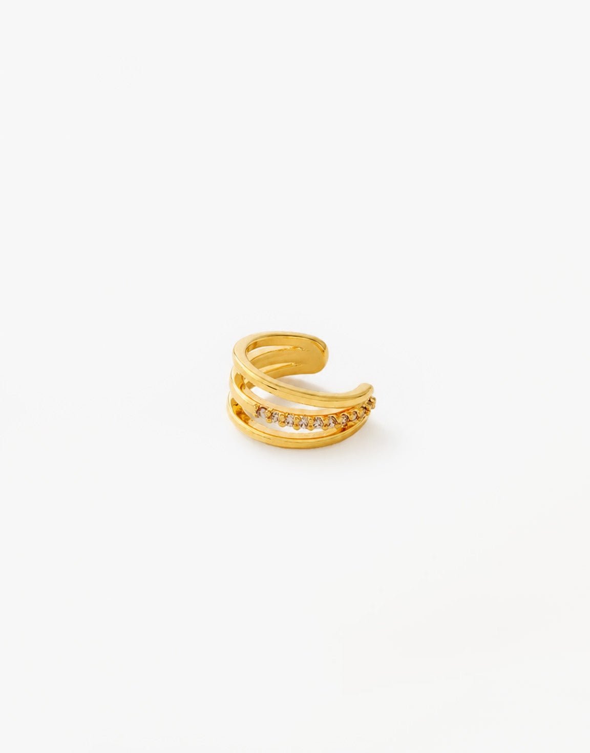 Gouden Drie Ring Zirkonia - Ear Cuff - Olivia & Kate