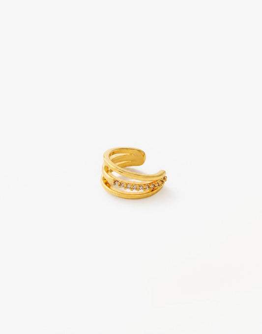 Gouden Drie Ring Zirkonia - Ear Cuff - Olivia & Kate