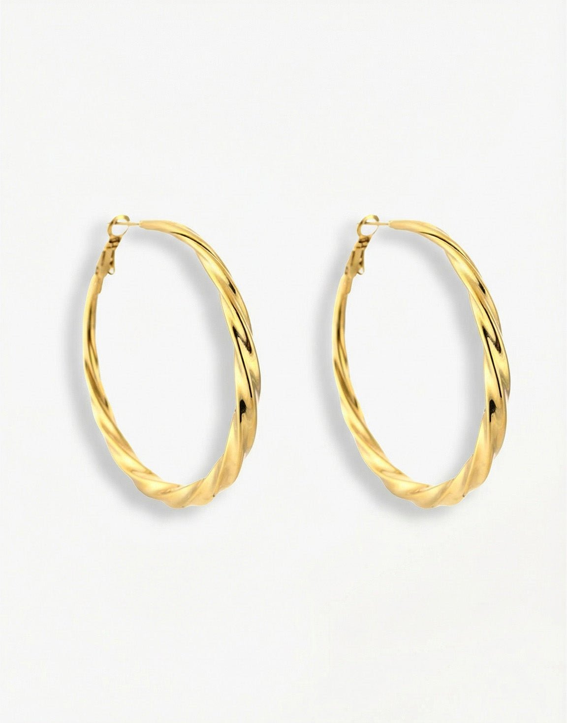 Gold Large Twisted - Earrings - Olivia & Kate