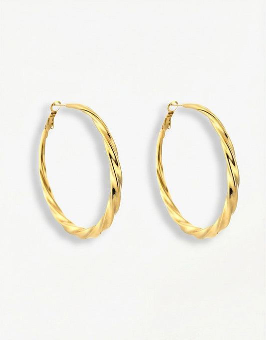 Gold Large Twisted - Earrings - Olivia & Kate