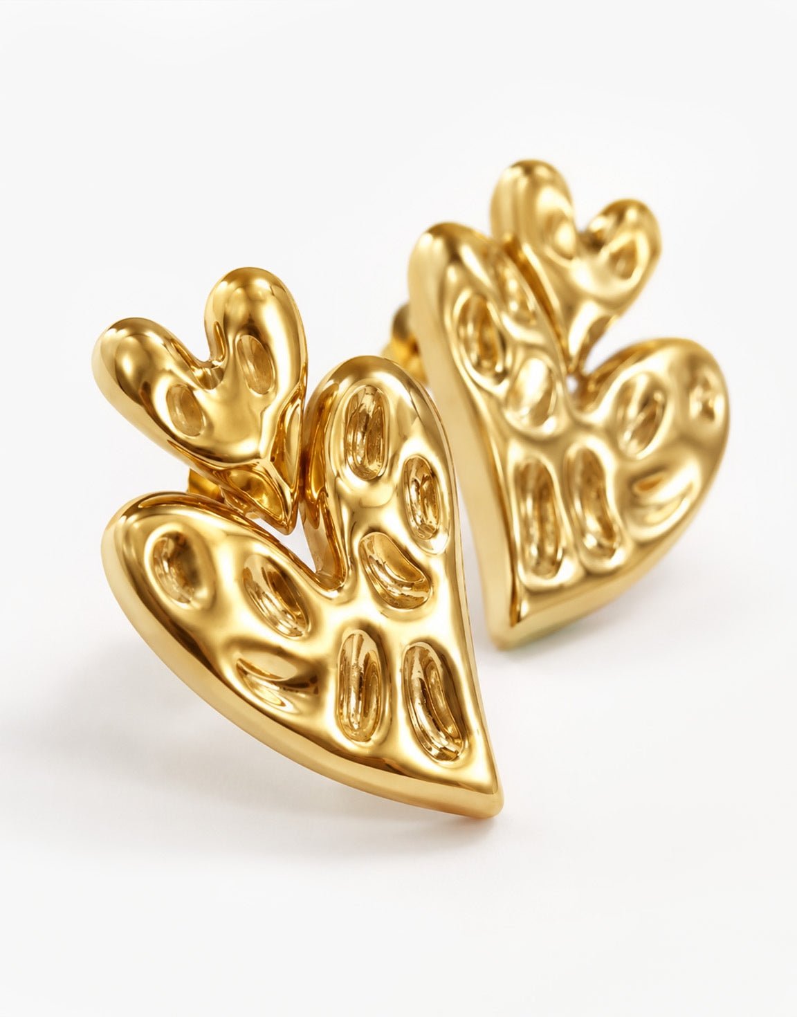 Gouden Hart Hanger Motief - Oorbellen - Olivia & Kate