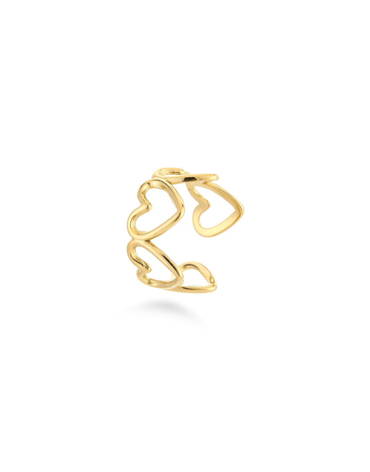 Gouden Hartjes Rij - Ring - Olivia & Kate