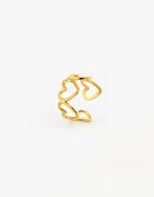 Gouden Hartjes Rij - Ring - Olivia & Kate