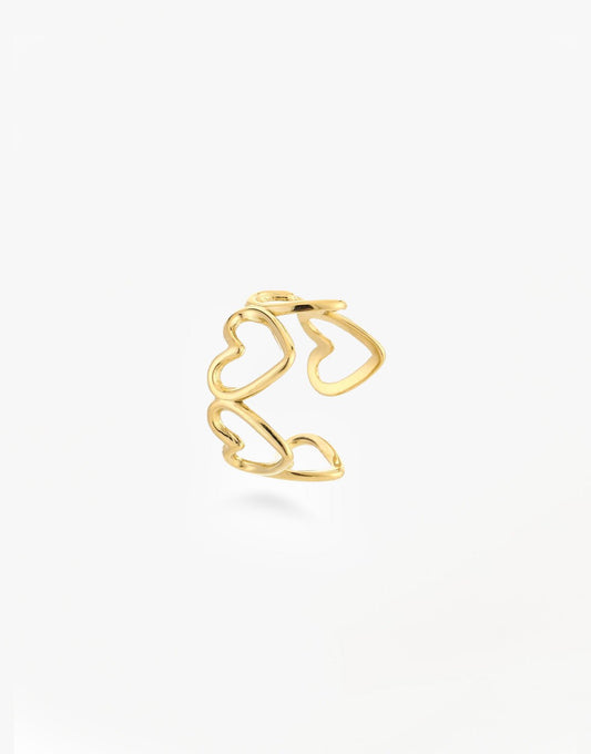 Gouden Hartjes Rij - Ring - Olivia & Kate