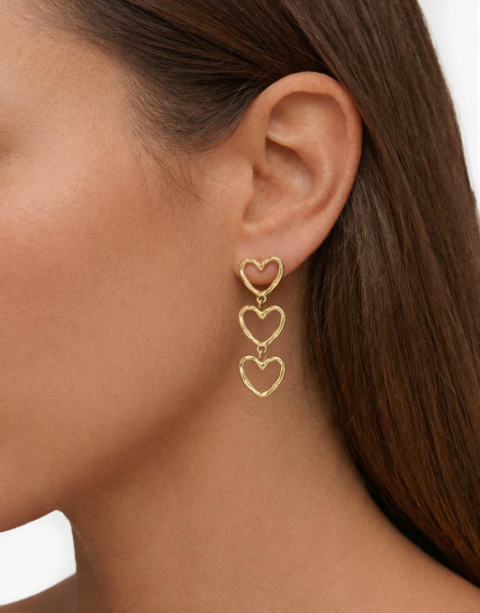 Gouden Kleine Hartjes Rij - Oorbellen - Olivia & Kate