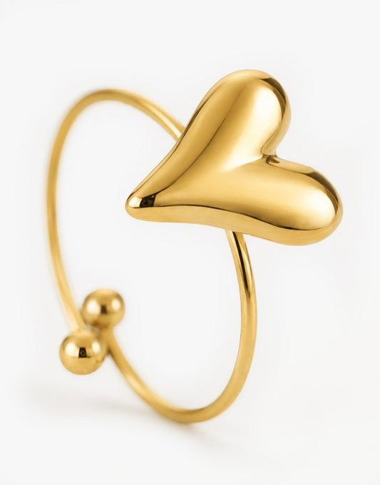 Gouden Kleine Statement Hart - Ring - Olivia & Kate