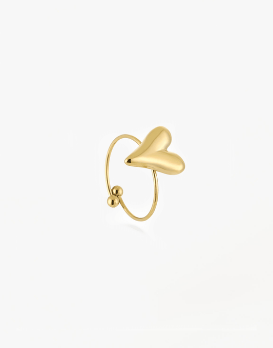 Gouden Kleine Statement Hart - Ring - Olivia & Kate