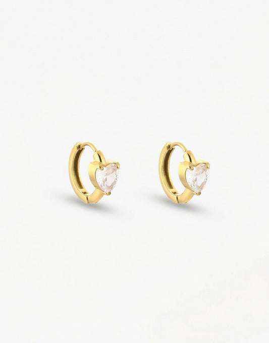 Gold Small Zirconia Heart - Earrings - Olivia & Kate