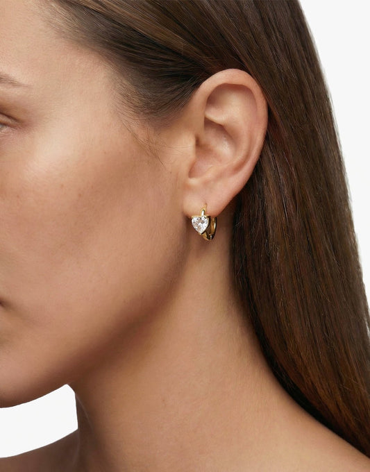 Gold Small Zirconia Heart - Earrings - Olivia & Kate