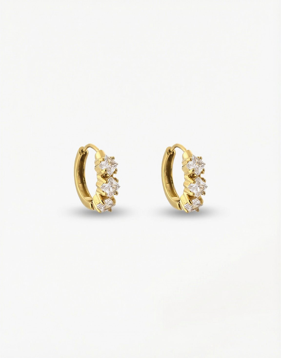 Gold Small Zirconia Stone - Earrings - Olivia & Kate