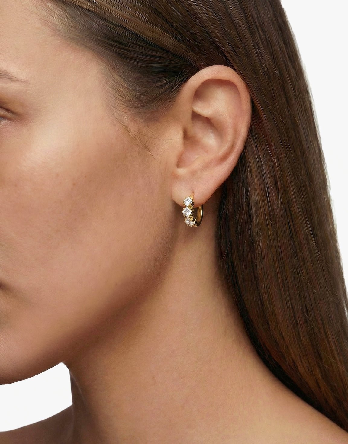 Gold Small Zirconia Stone - Earrings - Olivia & Kate