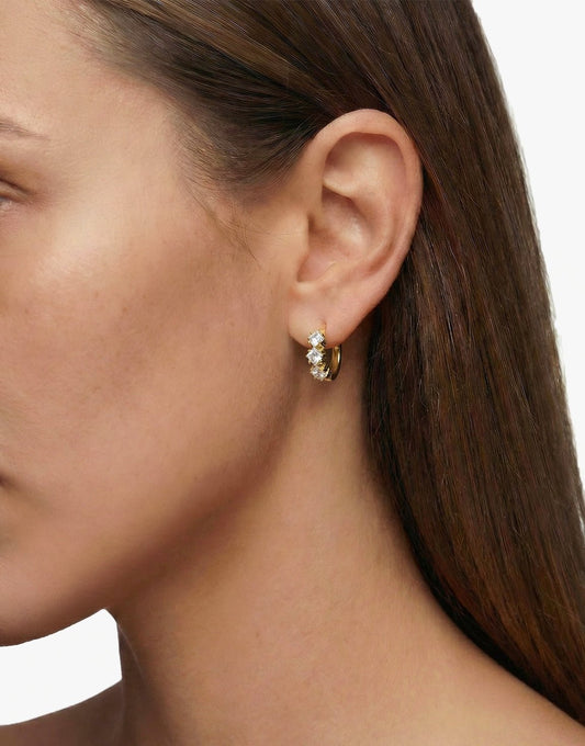 Gold Small Zirconia Stone - Earrings - Olivia & Kate