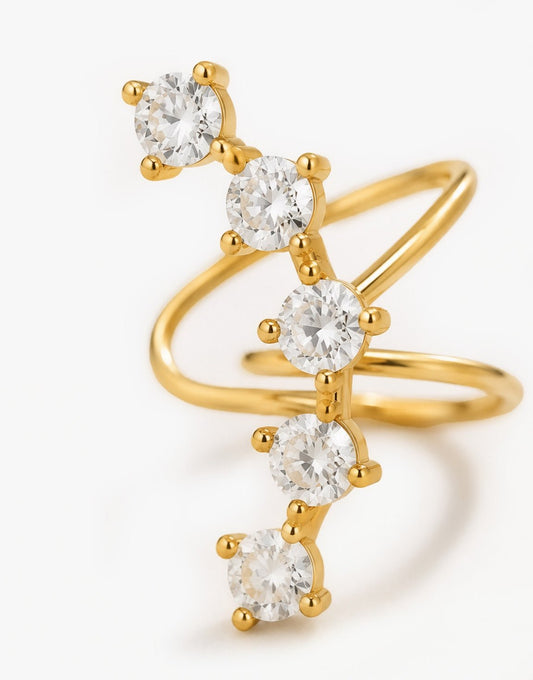 Gouden Langwerpige Zirkonia - Ear Cuff - Olivia & Kate