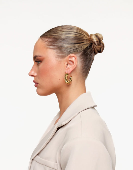 Gouden Organische Open - Oorbellen - Olivia & Kate