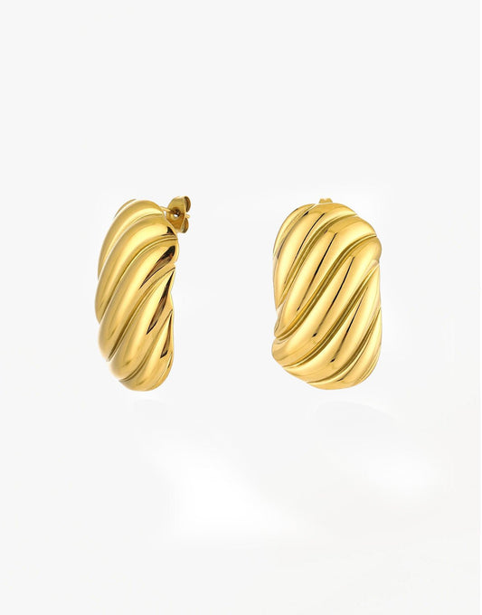 Gouden Rechthoekige Swirl - Oorbellen - Olivia & Kate