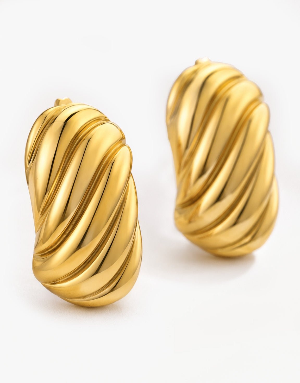 Gouden Rechthoekige Swirl - Oorbellen - Olivia & Kate