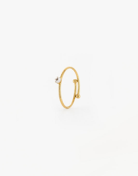 Gouden Verstelbare Gedraaide Zirkonia - Ring - Olivia & Kate