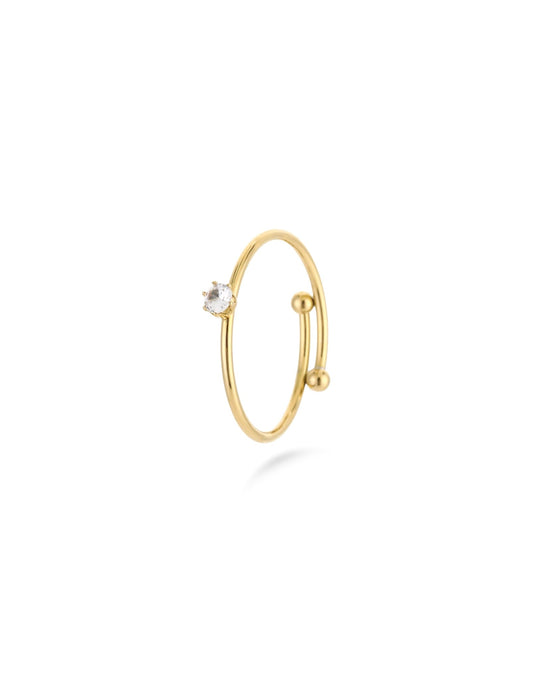 Gouden Verstelbare Gedraaide Zirkonia - Ring - Olivia & Kate