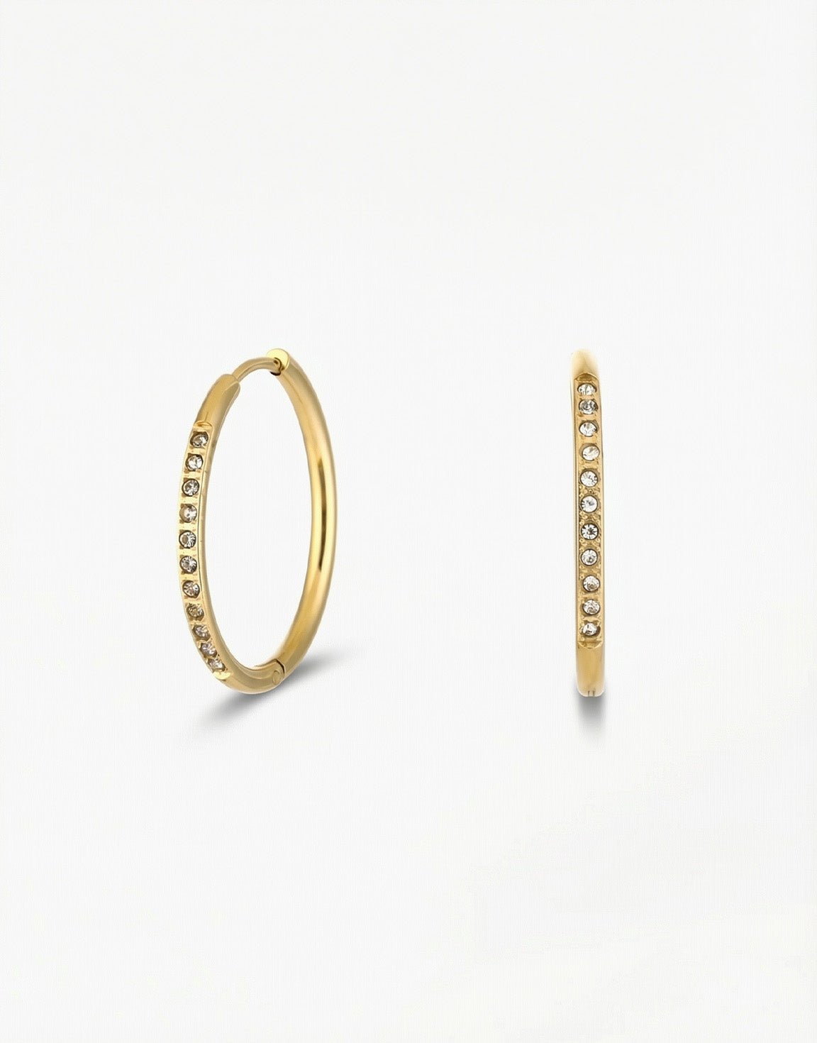 Gold Zirconia Basic Hoop - Earrings - Olivia & Kate