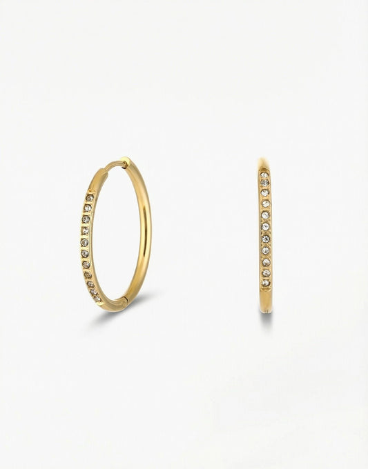 Gold Zirconia Basic Hoop - Earrings - Olivia & Kate