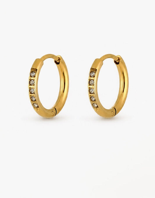 Gouden Zirkonia Basic Hoop - Oorbellen - Olivia & Kate
