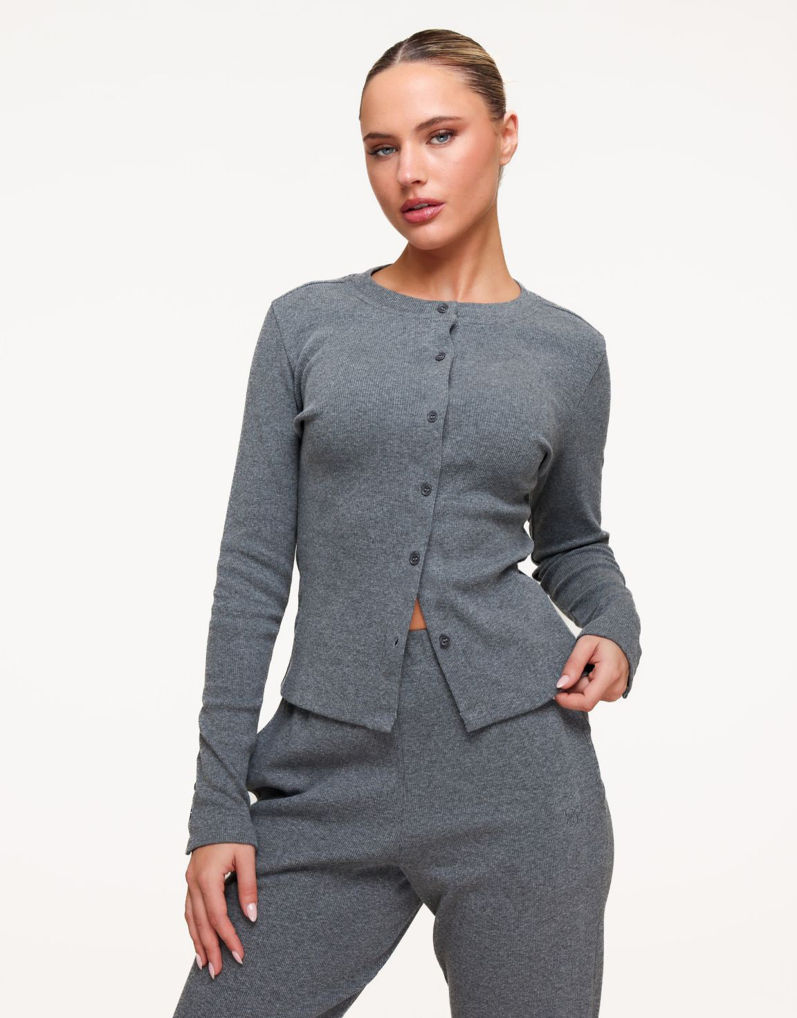 Donkergrijze Ribbel Lounge - Top