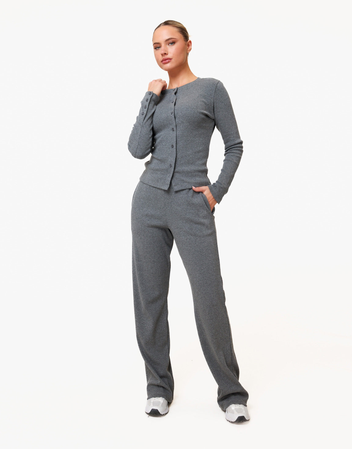 Donkergrijze Ribbel Lounge - Top