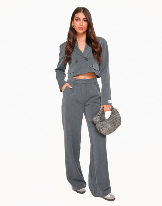 Grijze F/W Edit Cropped LS - Blazer - Olivia & Kate