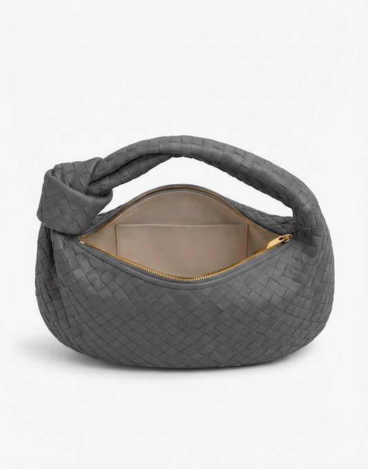 Grijze Grote Brede Gevlochten - Tas - Olivia & Kate
