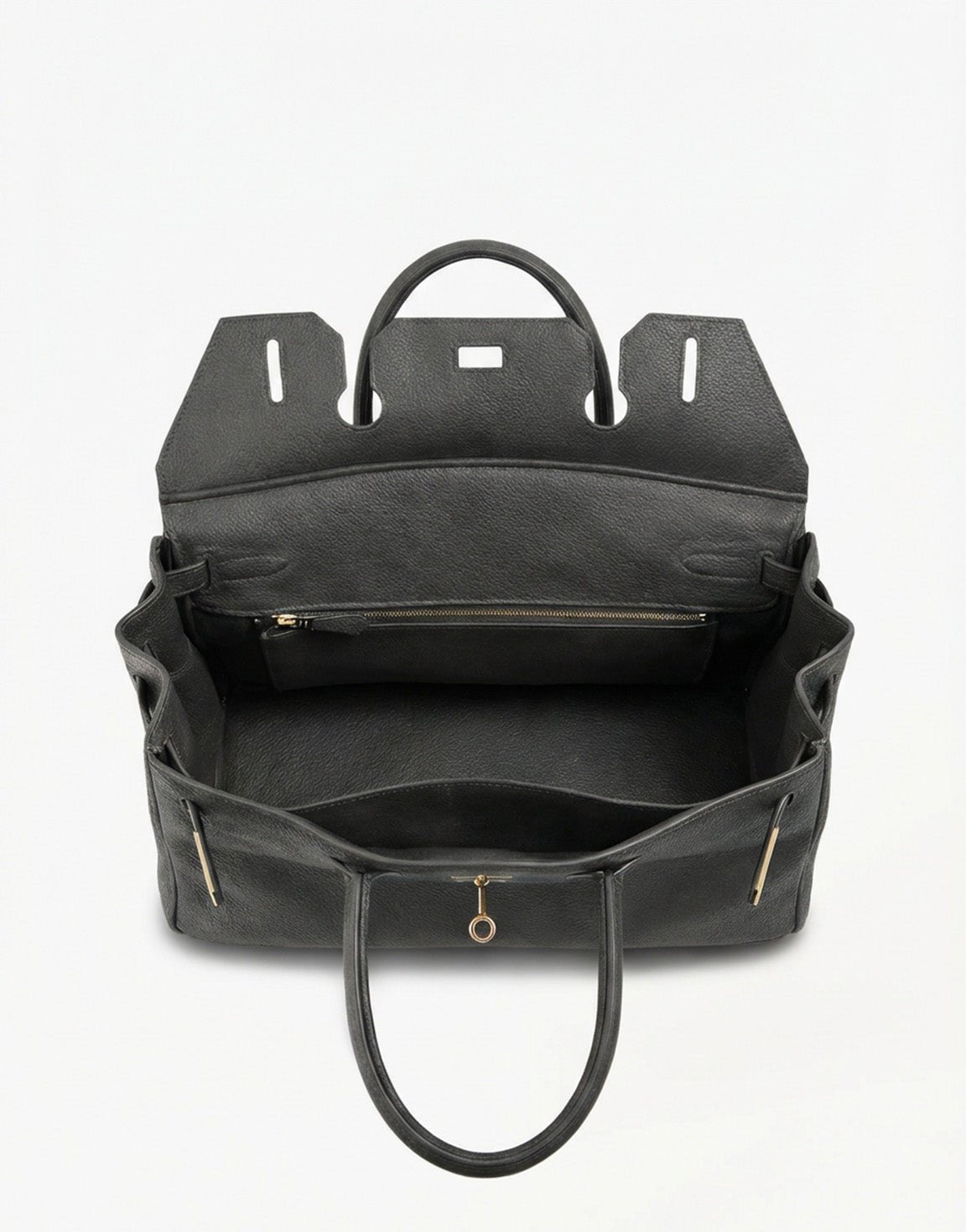 Gray Large Gold Details - Bag - Olivia & Kate