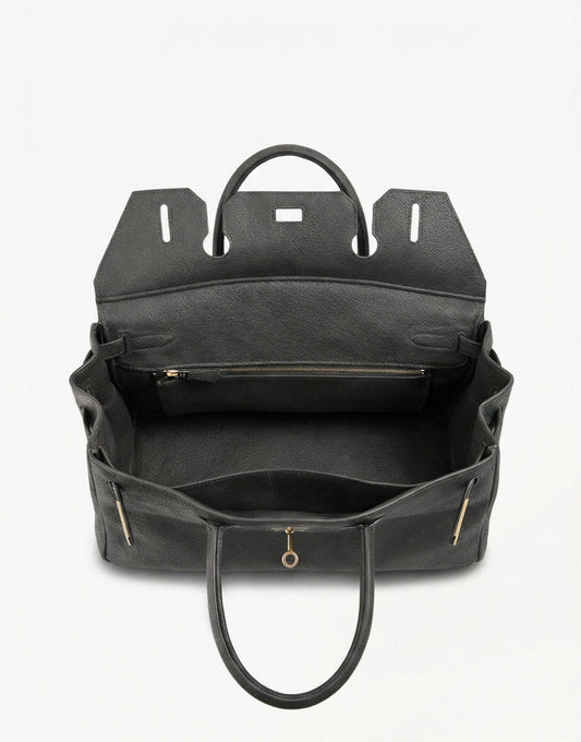 Gray Large Gold Details - Bag - Olivia & Kate