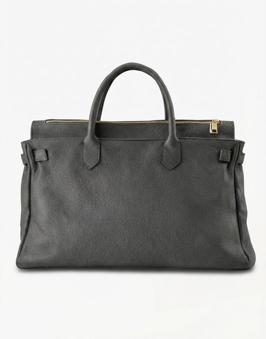 Gray Large Gold Details - Bag - Olivia & Kate
