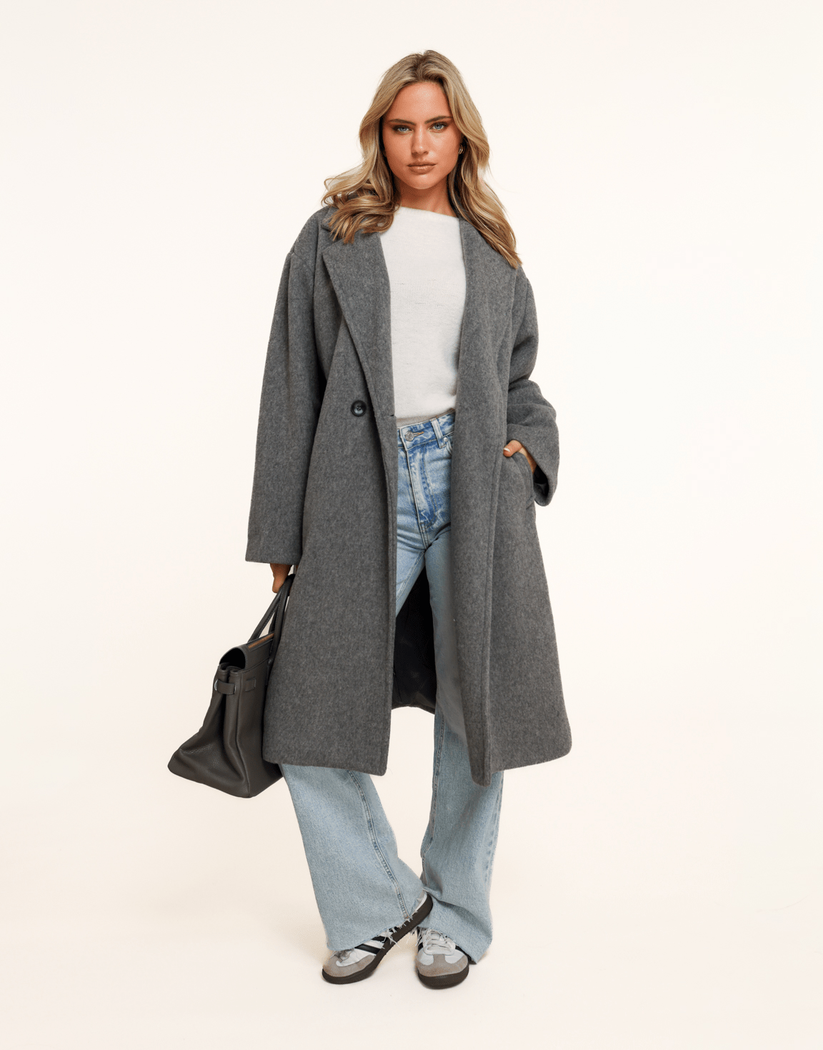 Grijze Lange Zachte - Jas - Olivia & Kate