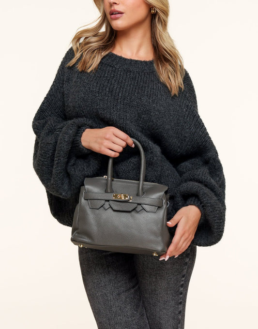 Grijze Middel Gouden Details - Tas - Olivia & Kate