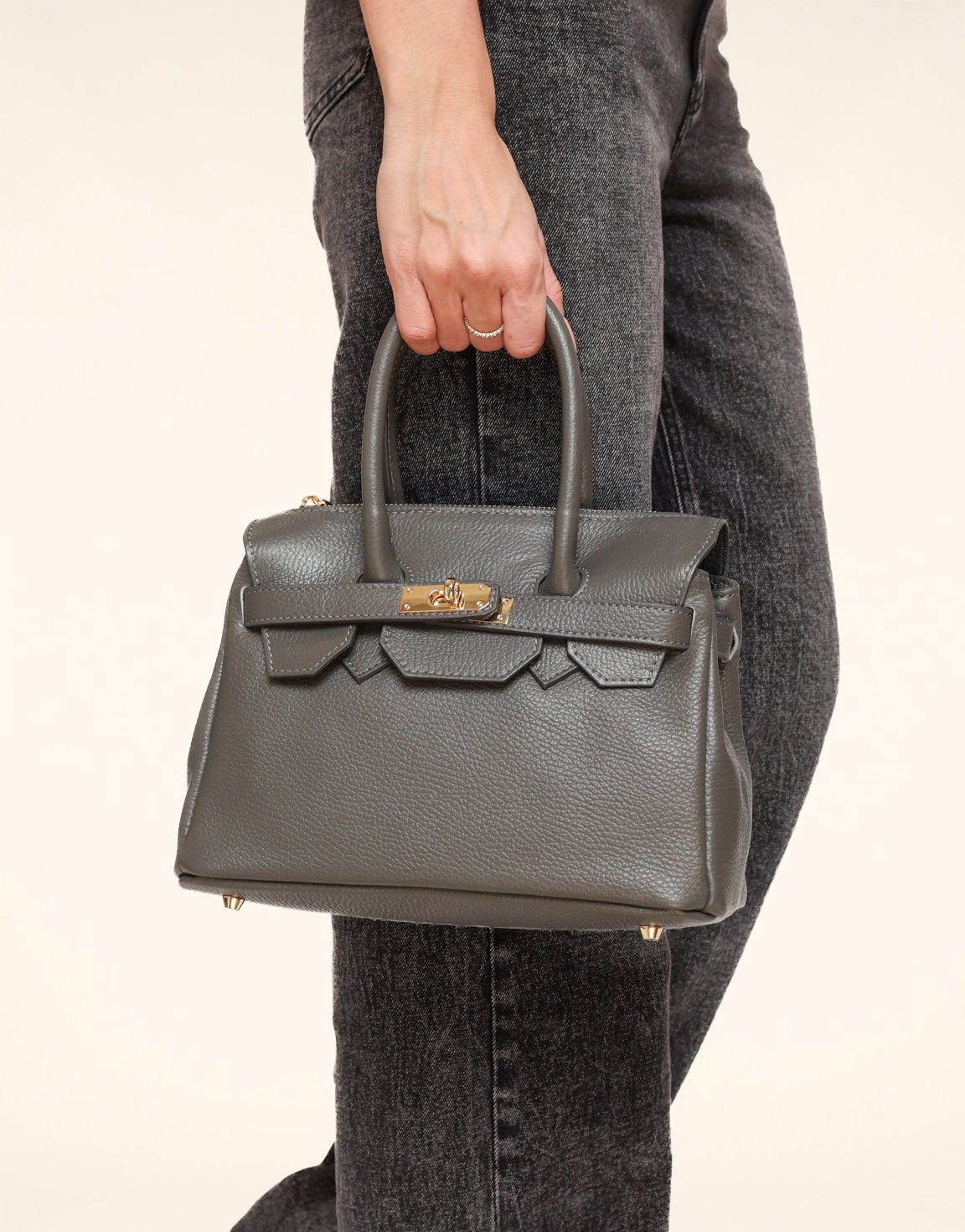Grijze Middel Gouden Details - Tas - Olivia & Kate