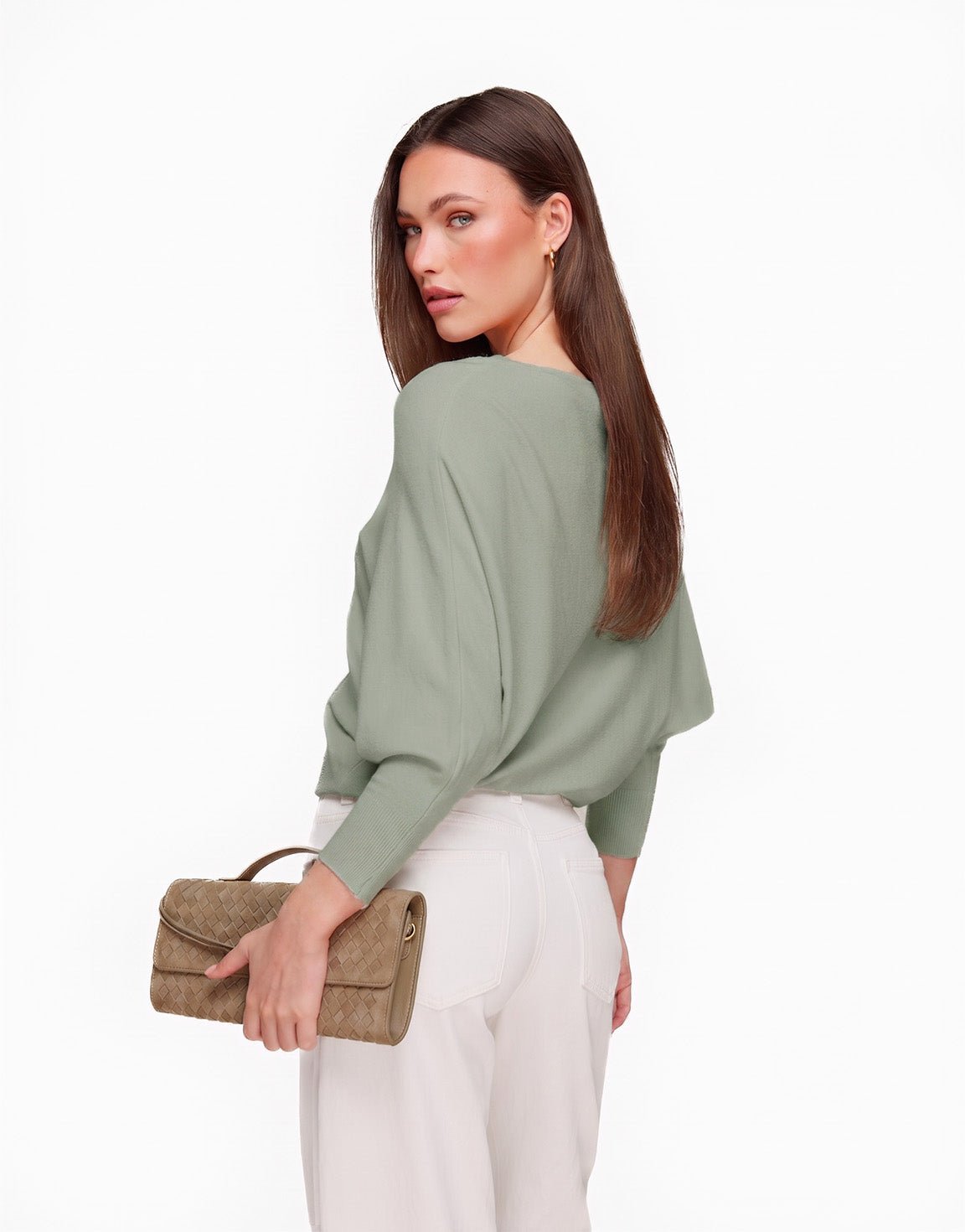 Groene Gebreide 2 Kanten 3/4 Mouwen - Top - Olivia & Kate