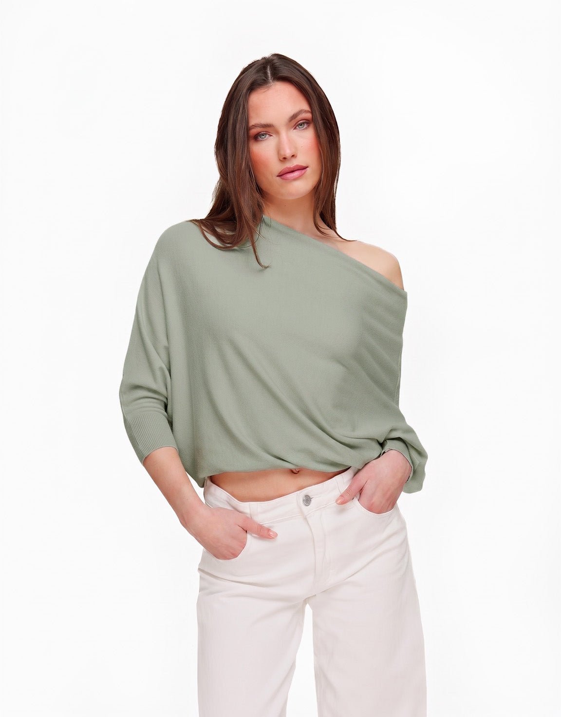 Groene Gebreide 2 Kanten 3/4 Mouwen - Top - Olivia & Kate