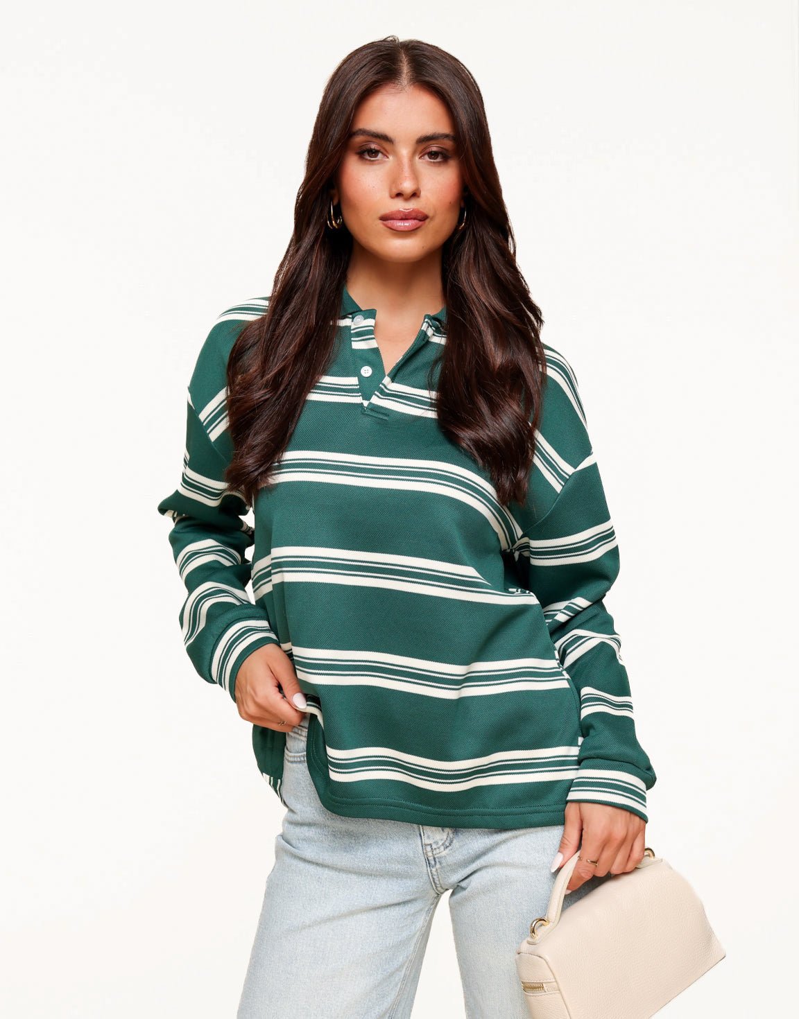 Green Striped LS - Sweater - Olivia & Kate