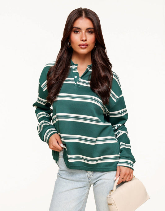 Green Striped LS - Sweater - Olivia & Kate