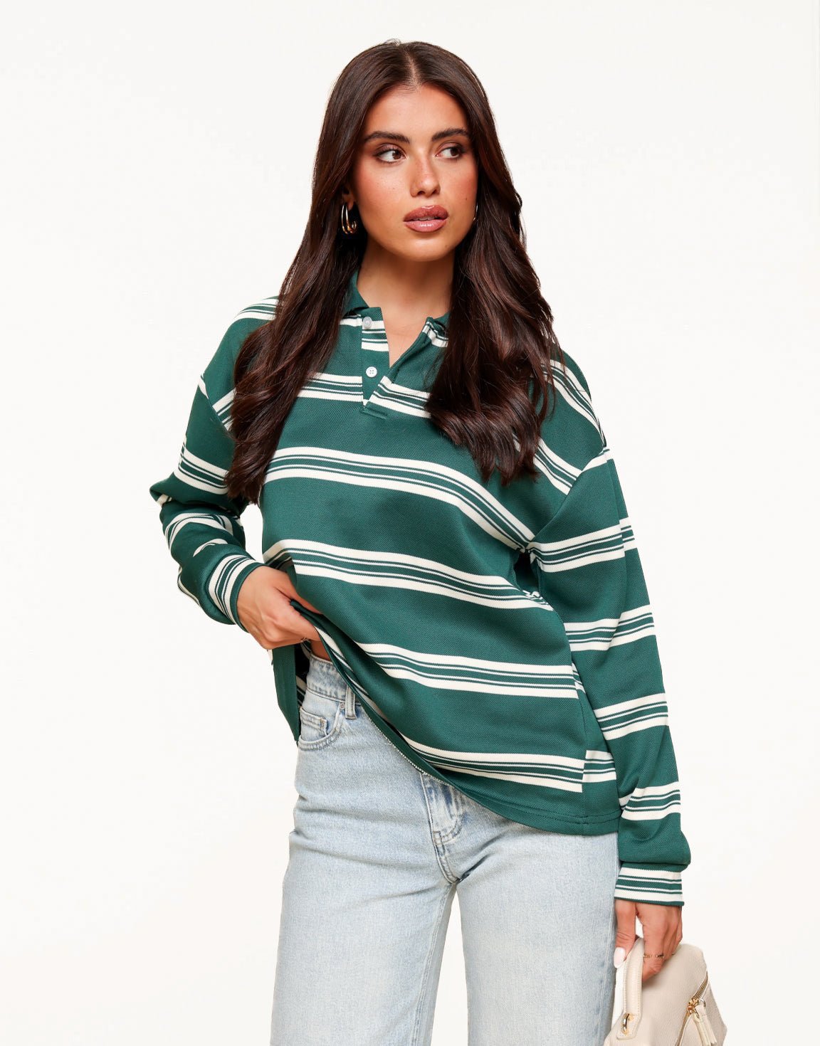 Green Striped LS - Sweater - Olivia & Kate